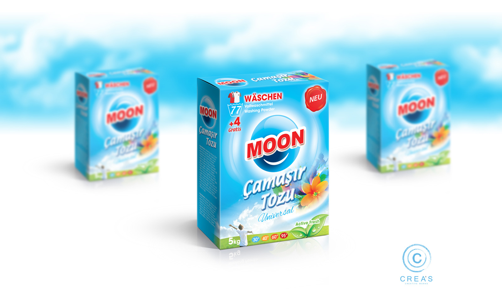 Creas Creative Tasarım ve Reklam Ajansı İzmir - Moon Çamaşır Tozu Ambalaj Tasarımı