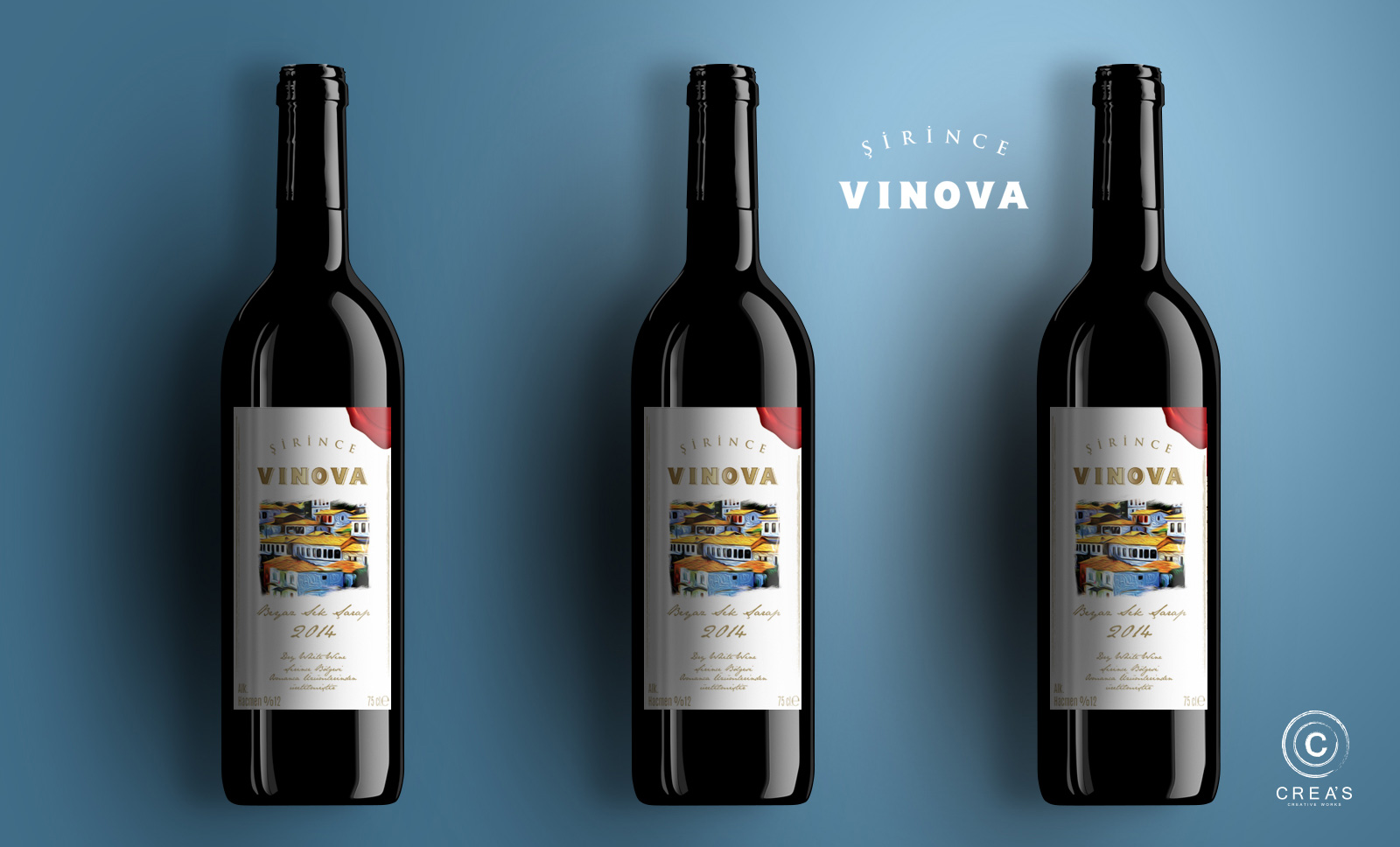 Creas Creative Tasarım ve Reklam Ajansı İzmir - Vinova Beyaz Şarap Etiket Tasarımı
